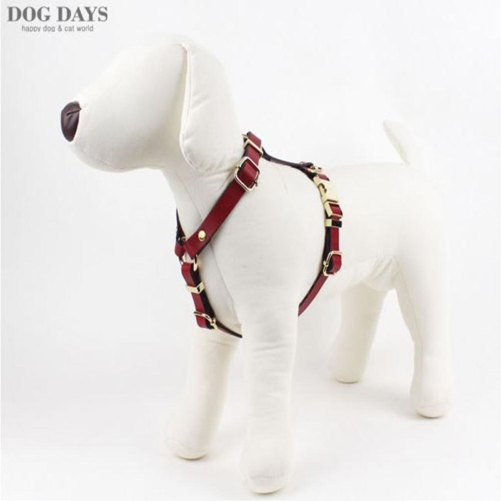 Retro leather gold harness(Red)