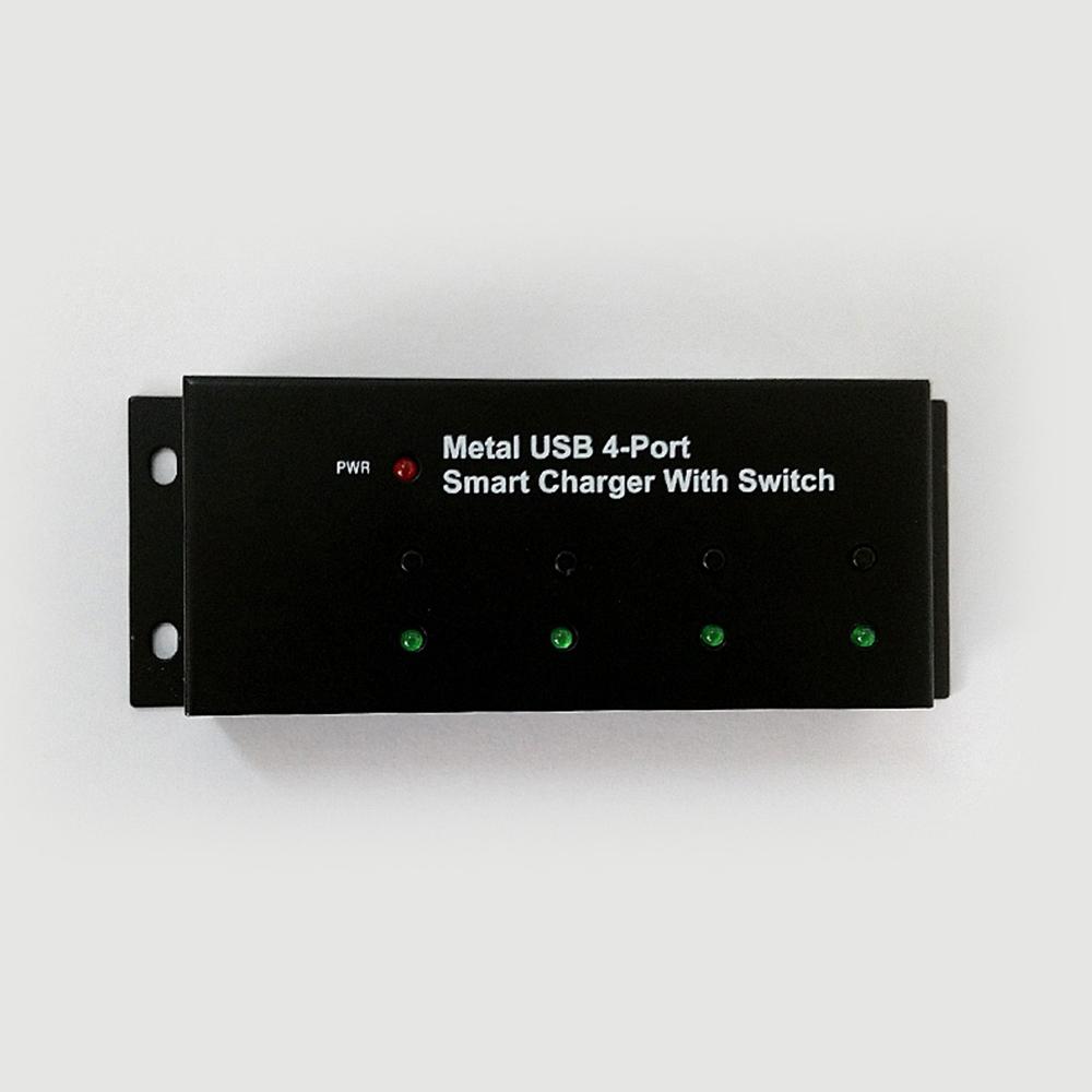 Supporting the 5V USB compatible devices 4Port Smart Charger With Switch Slim Black