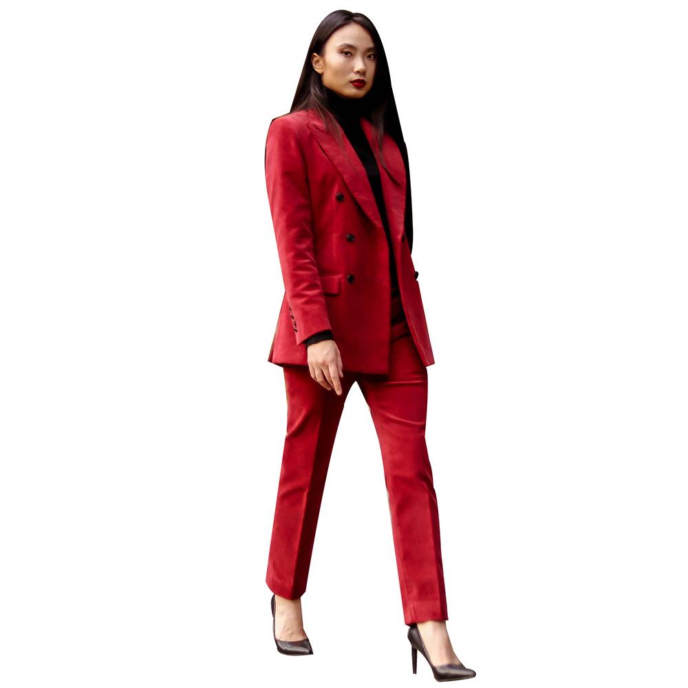 SUIT HEEL CORDUROY DOUBLE SUIT - BURGUNDY