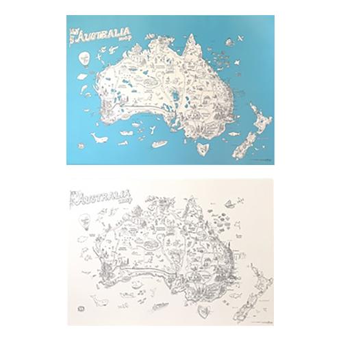 Dream Sky Nation-Map Decorative Coloring Painting DIY Paper Continent Map - Australia