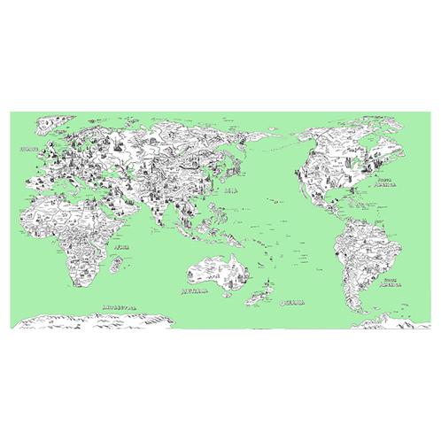Dream Sky D-MAP Decorative Coloring Painting DIY Paper World Map - Emerald GREEN