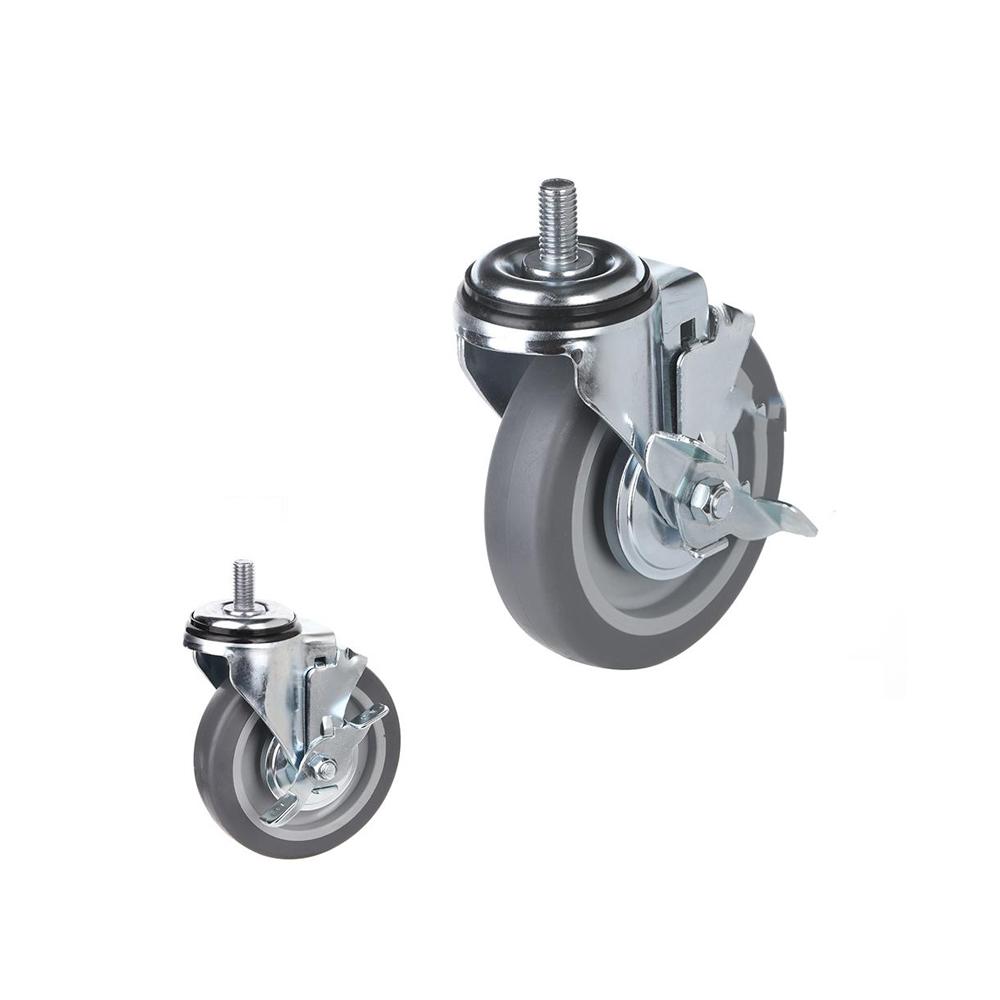 3inch Heavy Duty Caster, All Swivel 1/2-13UNC1 Stem Caster with Side Locking and Rubber Plastic