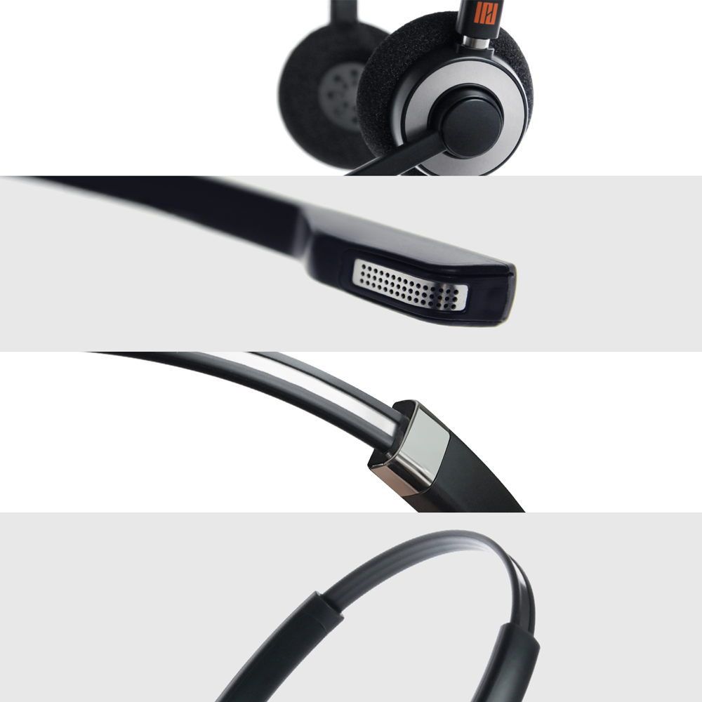IPD IPH-165 Professional Binaural Noise cancelling Call center/Office Headset with U10 bottom cable