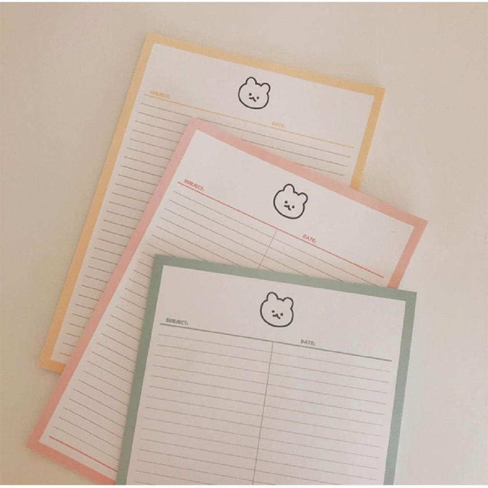 Half line note with a siot bear without bond and detachable per page (Pink)