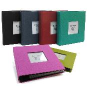 Fabric Frame Cover Photo Album 1UP, 5x7 50 Pockets (Jet Black)