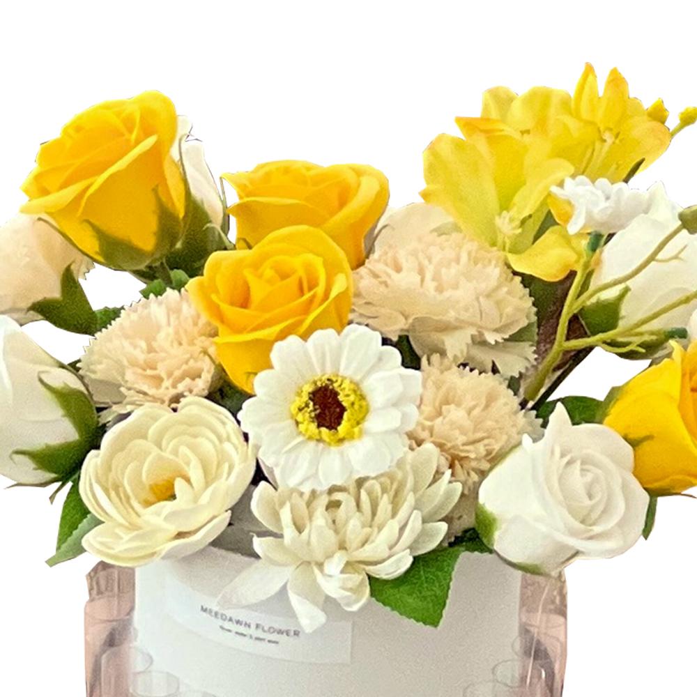  Soap Flower Carnations Center Piece  L (White Yellow)
