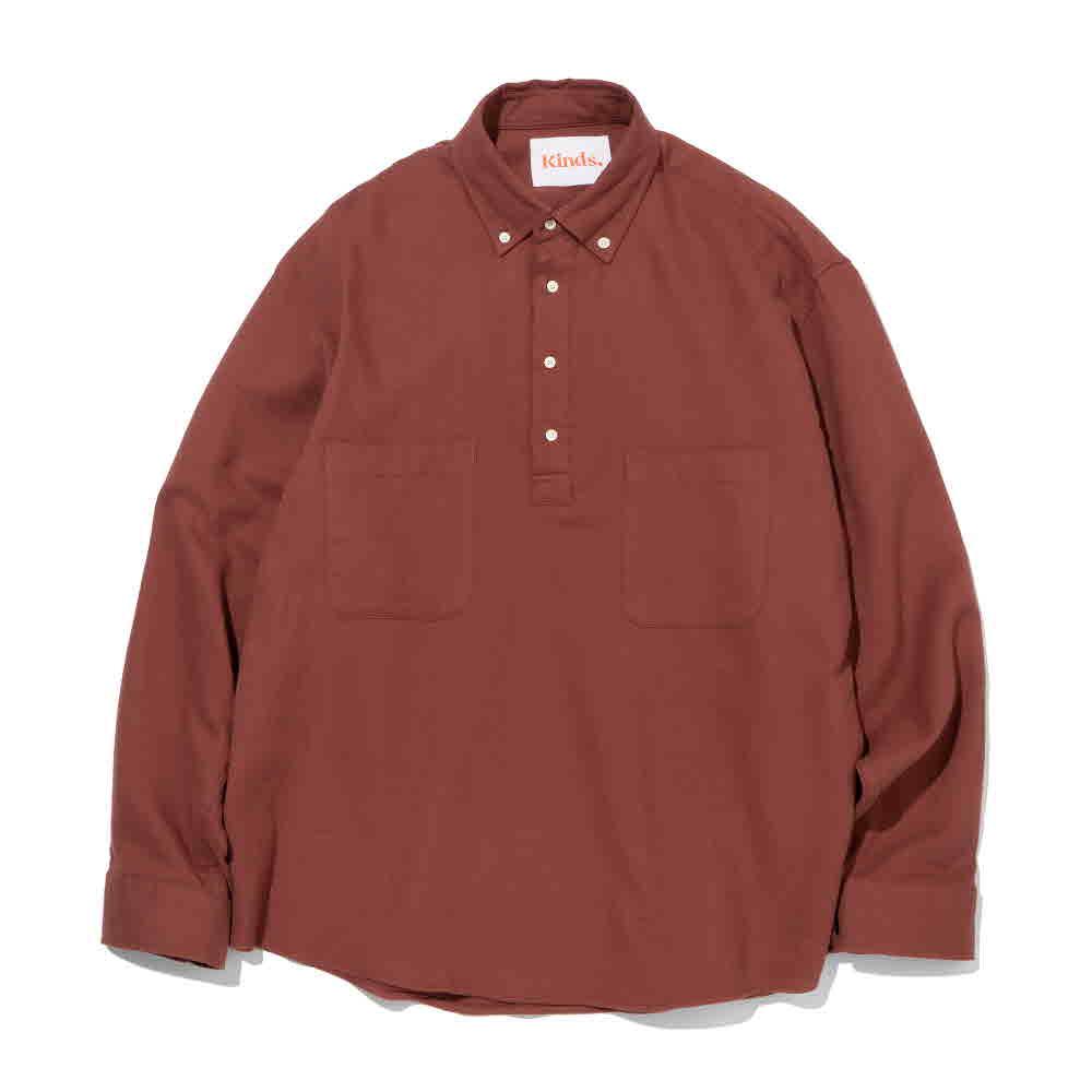 PEACH TWILL PULLOVER BUTTON DAWN SHIRT