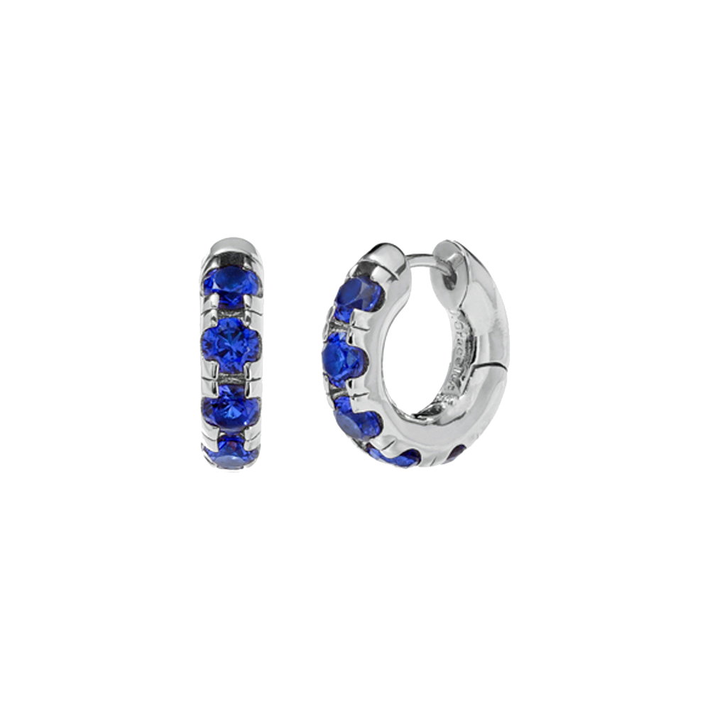 Round Volume Sapphire Earrings ( S925 )