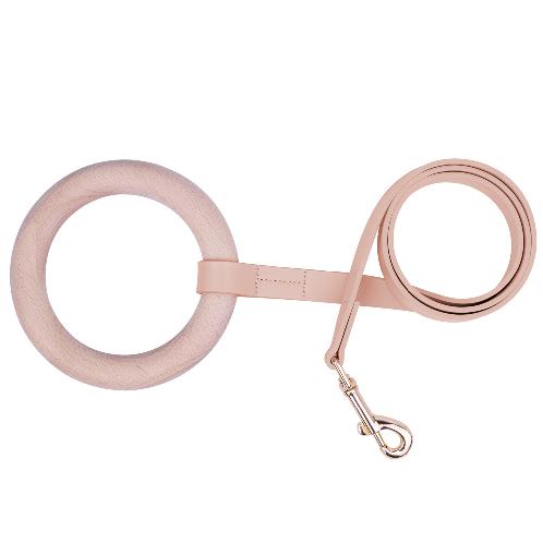 Cute_Microfiber Leather Leash with Wood Handle