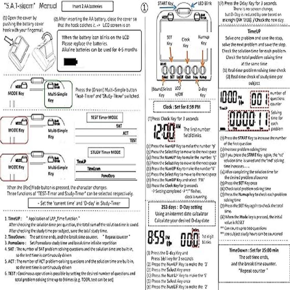 Esotan SAT Sihoem ACT SAT Exam Timer Time Countdown 100g SAT, ACT, TOEFL Exam Preparation Timer Coun