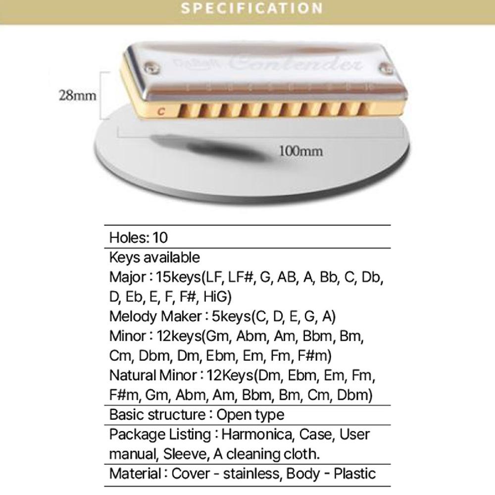 Contender Harmonica (10 Holes, 32 Keys)