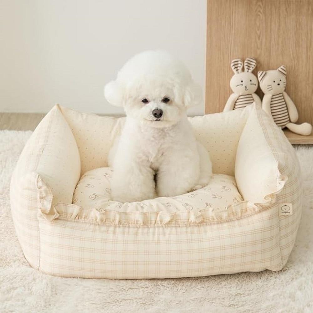 MOONGMING Bumper Cushion for Pets, Cotton Linen, Safety Test Completed, Comfortable Cushion for Dogs