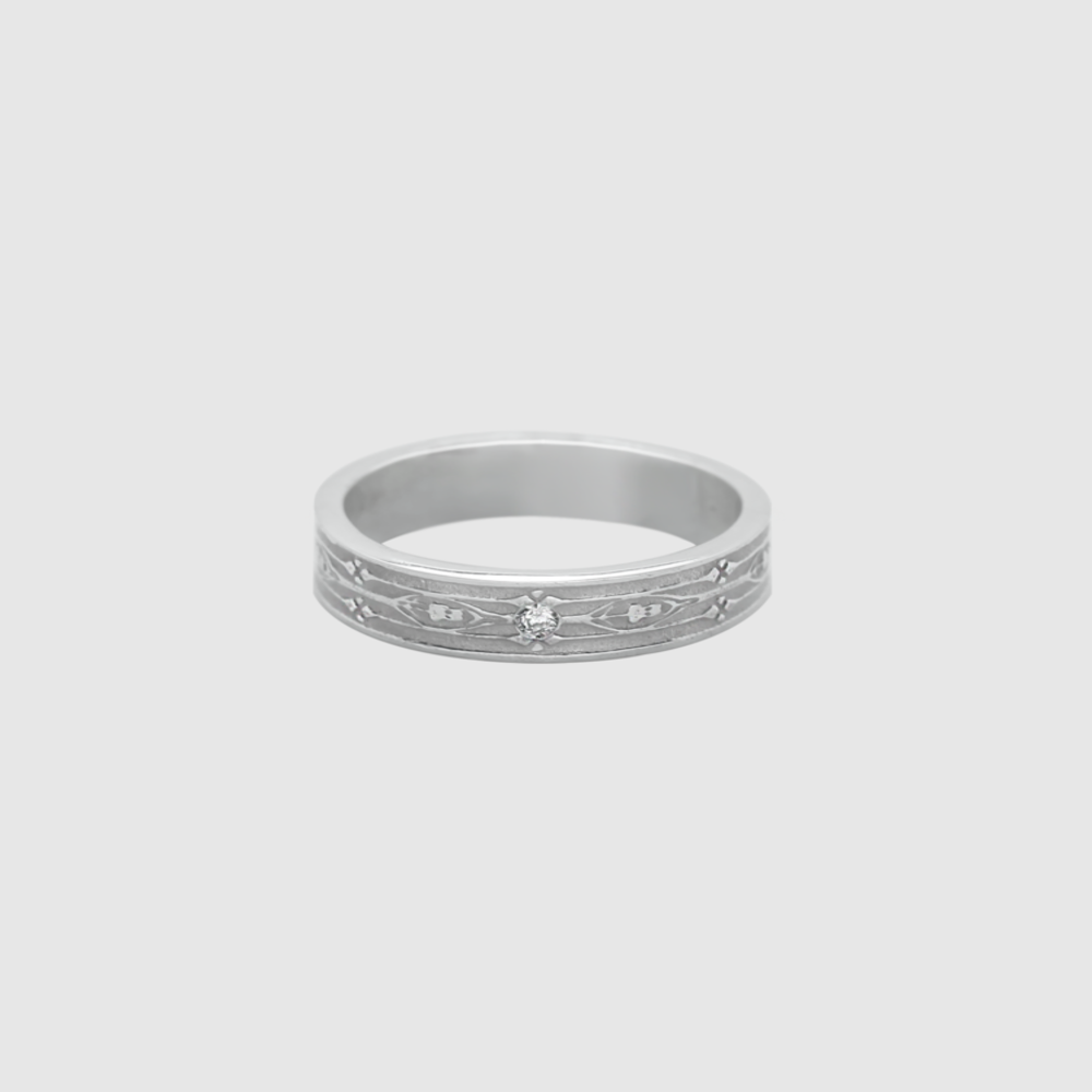 Iris Etching Couple Ring Women
