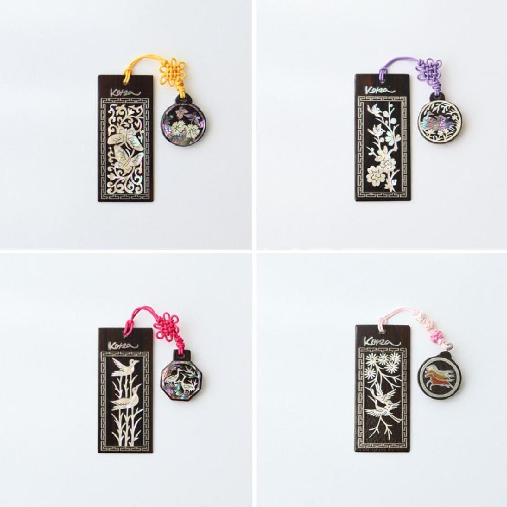 Korean Traditional Mother-of-Pearl Ebony Wood Bookmark (Handmade)